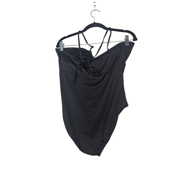 NEW Ann Taylor LOFT L Beach Keyhole Bandeau One Piece Swimsuit Black Beach - Picture 3 of 5